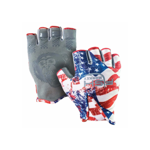 Fish Monkey Stubby Guide Sun Gloves-Americana